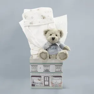 Personalised Berkeley Bear & Little Love Bathrobe, Blue