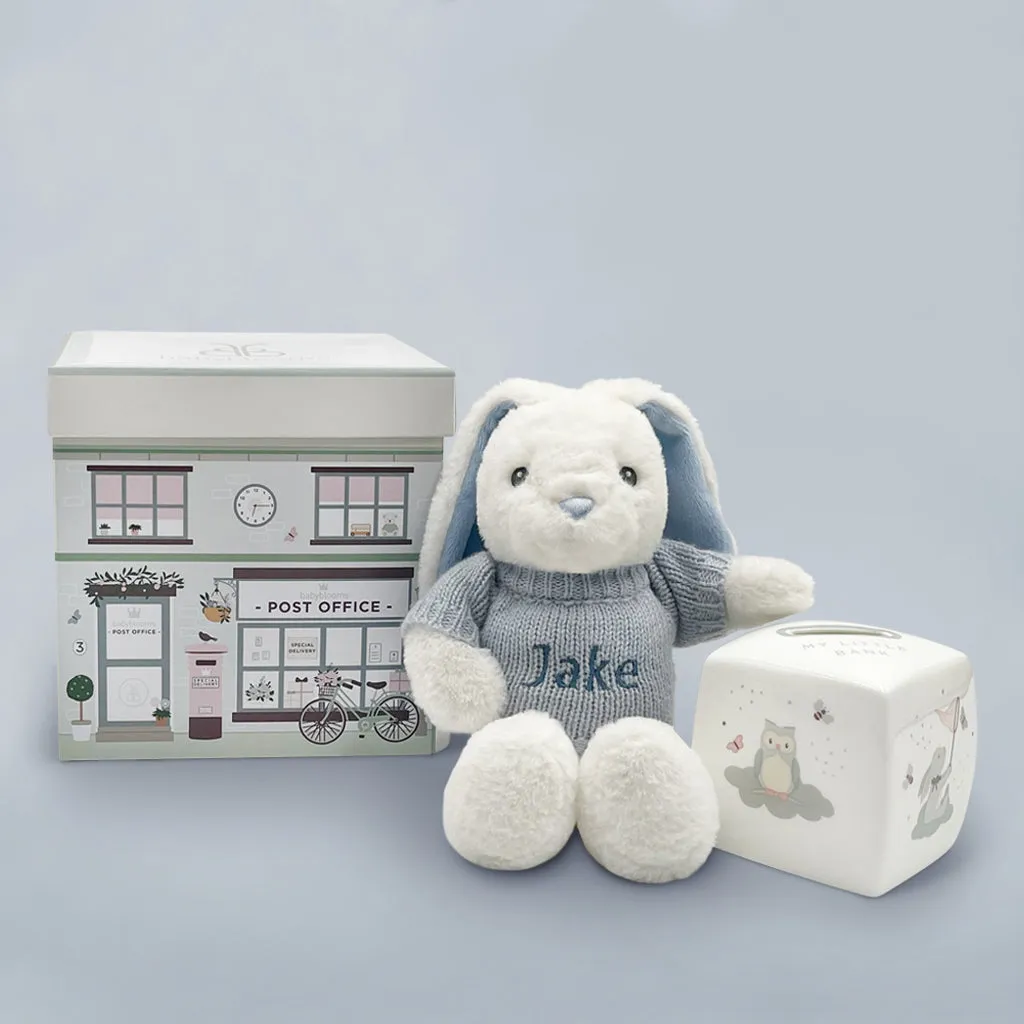 Personalised Blue Bunny and Little Love Money Box