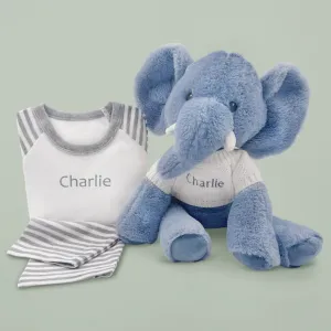 Personalised Esme Elephant Soft Toy With Pyjamas, Grey