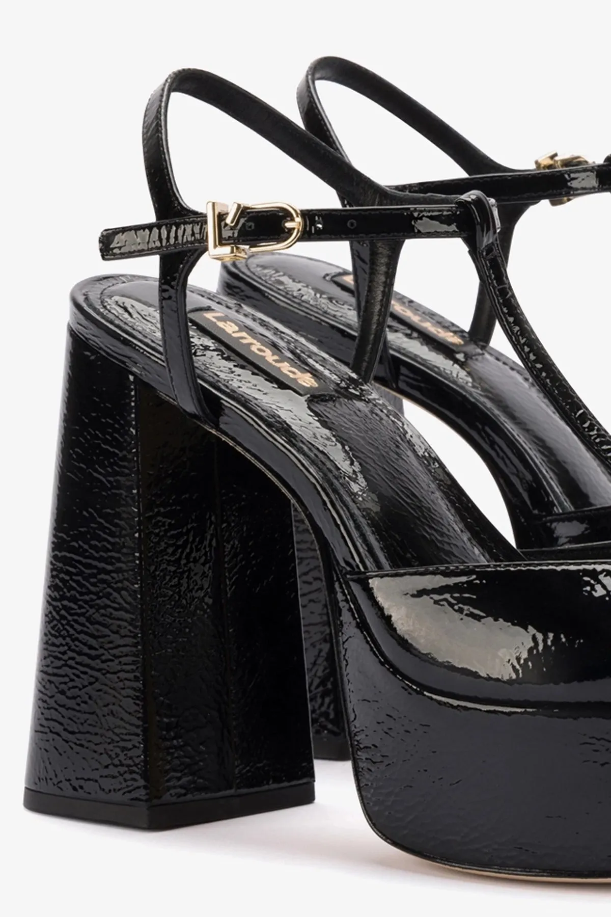 Pixie Pump In Black Cracked Patent Leather