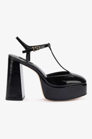 Pixie Pump In Black Cracked Patent Leather