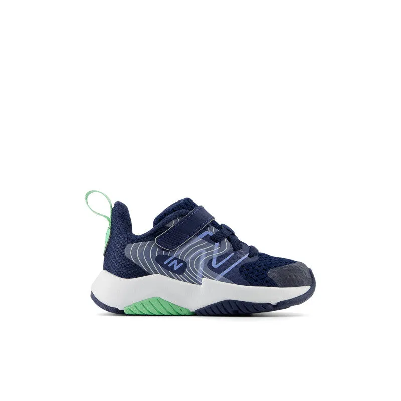 Rave Run v2 Bungee Lace with Top Strap - NB Navy with Electric Sky and Sweetgrass - Big Kids