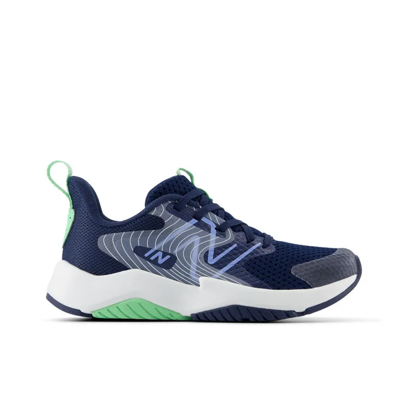 Rave Run v2 - NB Navy with Electric Sky and Sweetgrass - Little Kids