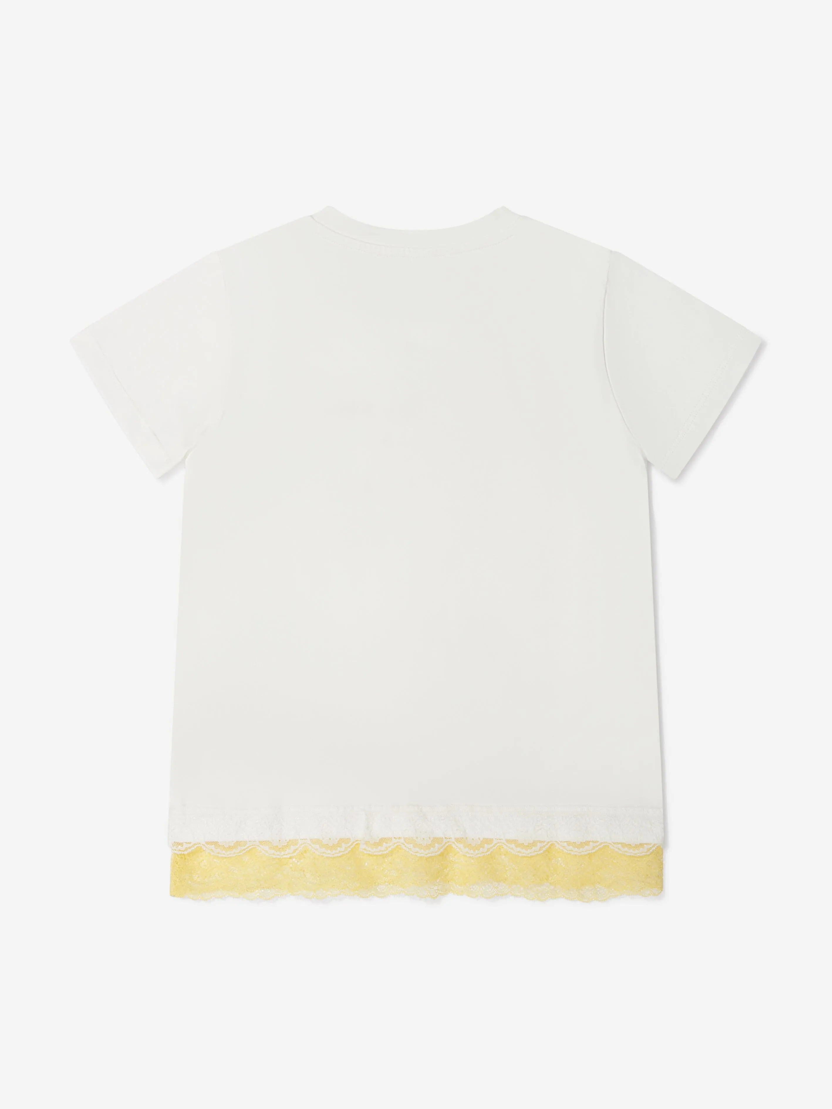 Roberto Cavalli Girls Cotton Logo T-Shirt With Lace Hem