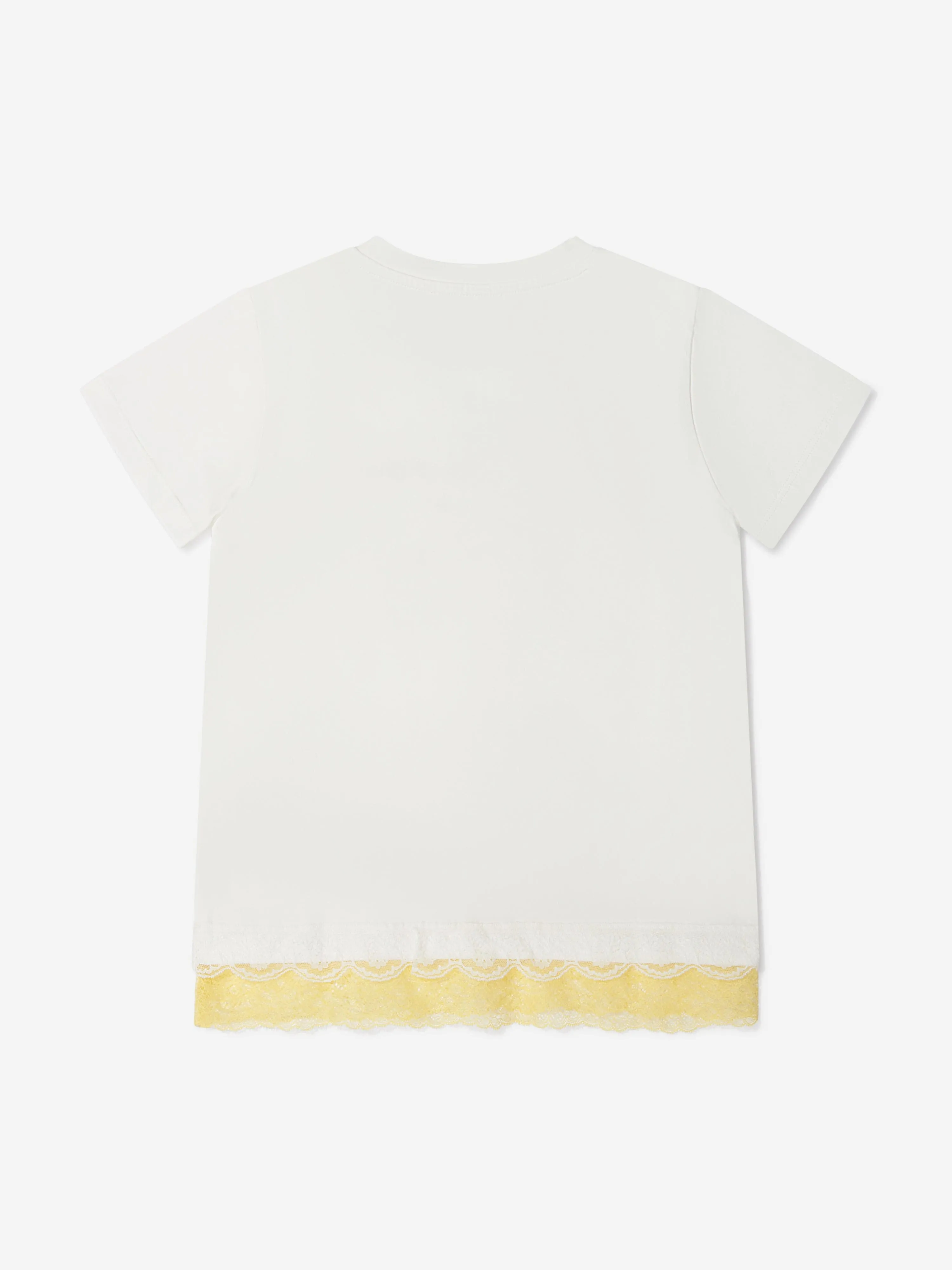 Roberto Cavalli Girls Cotton Logo T-Shirt With Lace Hem