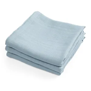 Sebra, 3 Pack Muslin Cloth, Powder Blue