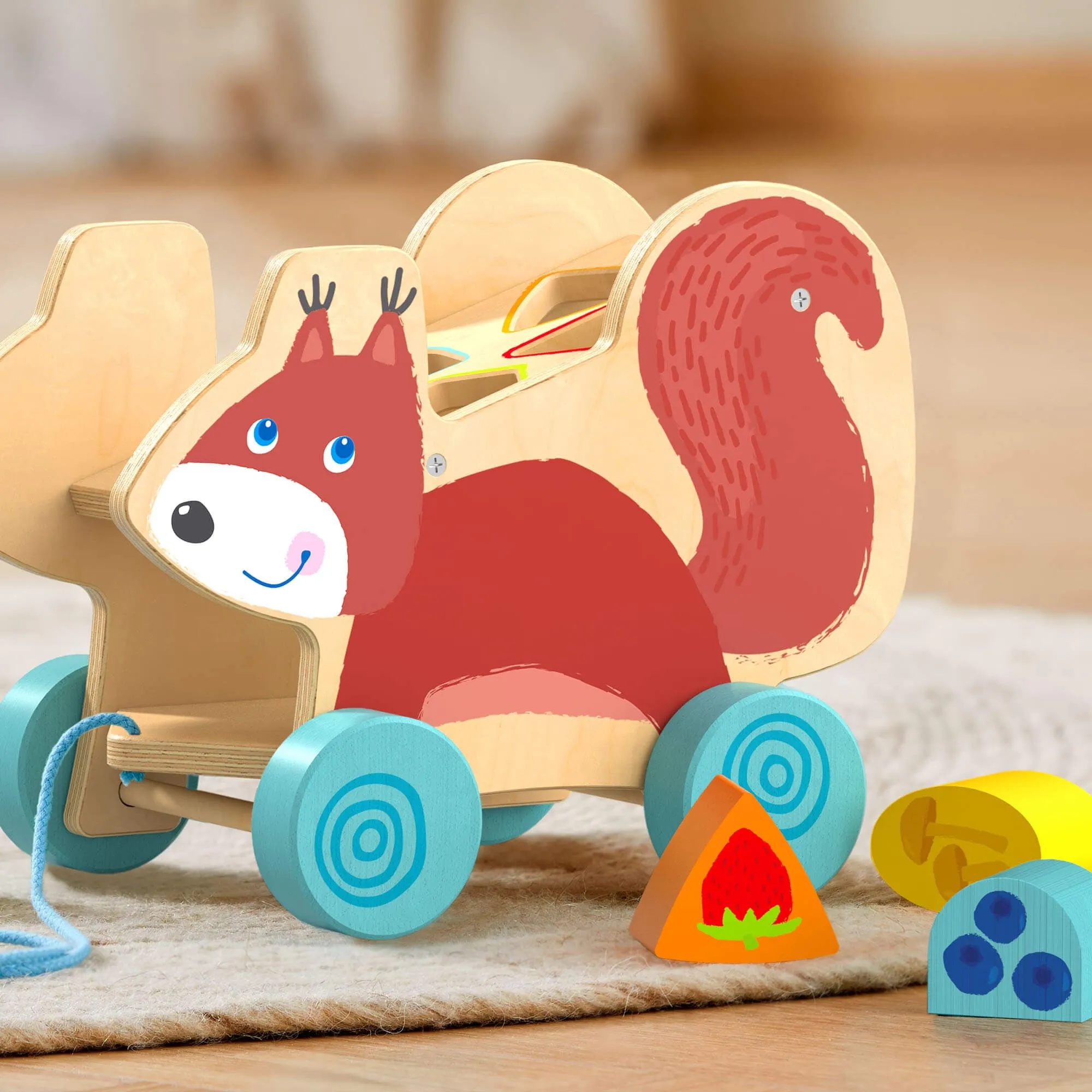 Squirrel Pull Along Toy Sorting Box