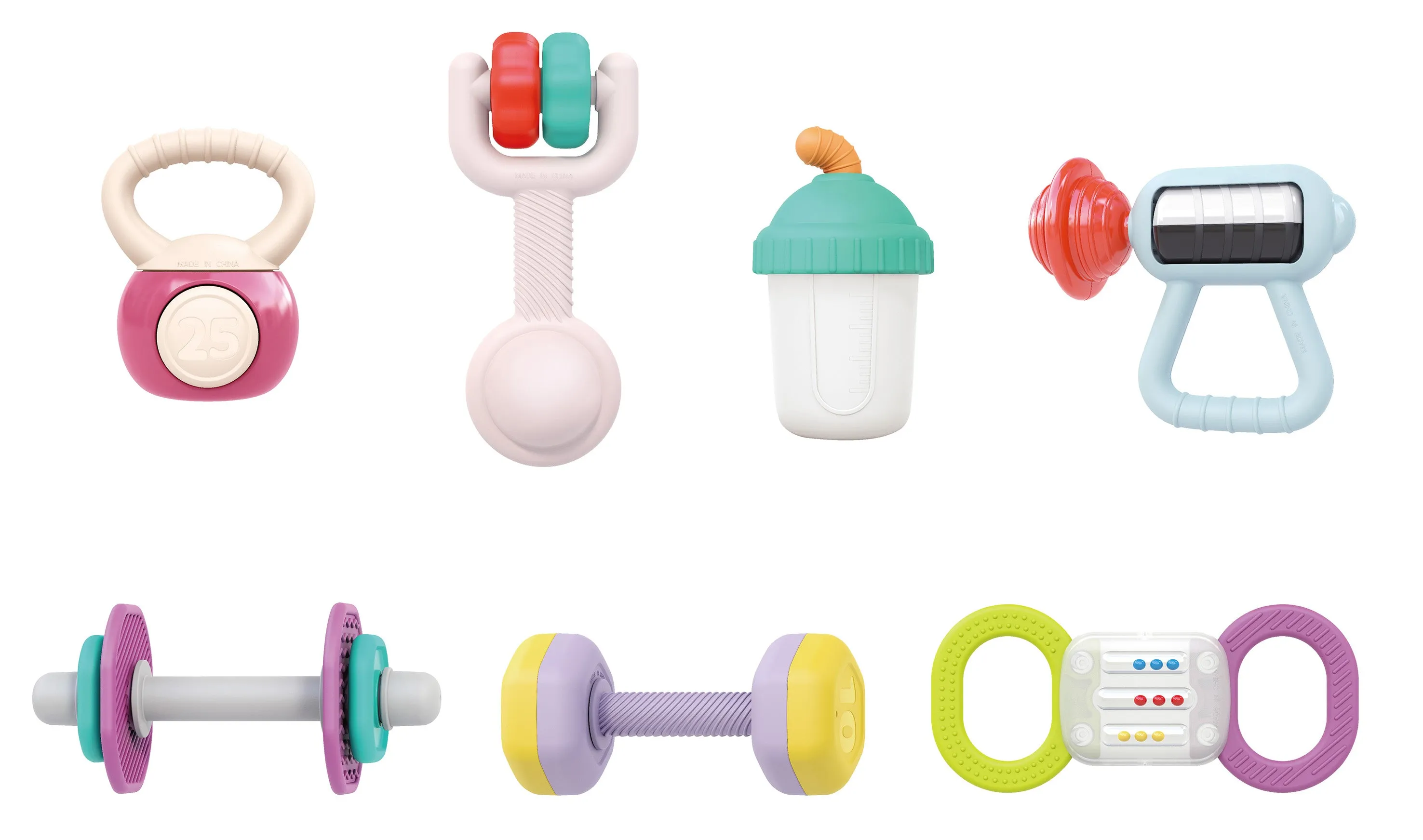 Tiny Wonders™ Baby Rattles and Teether Set, 7pcs Gym Series