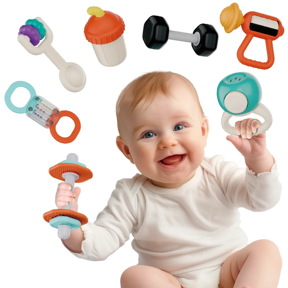 Tiny Wonders™ Baby Rattles and Teether Set, 7pcs Gym Series