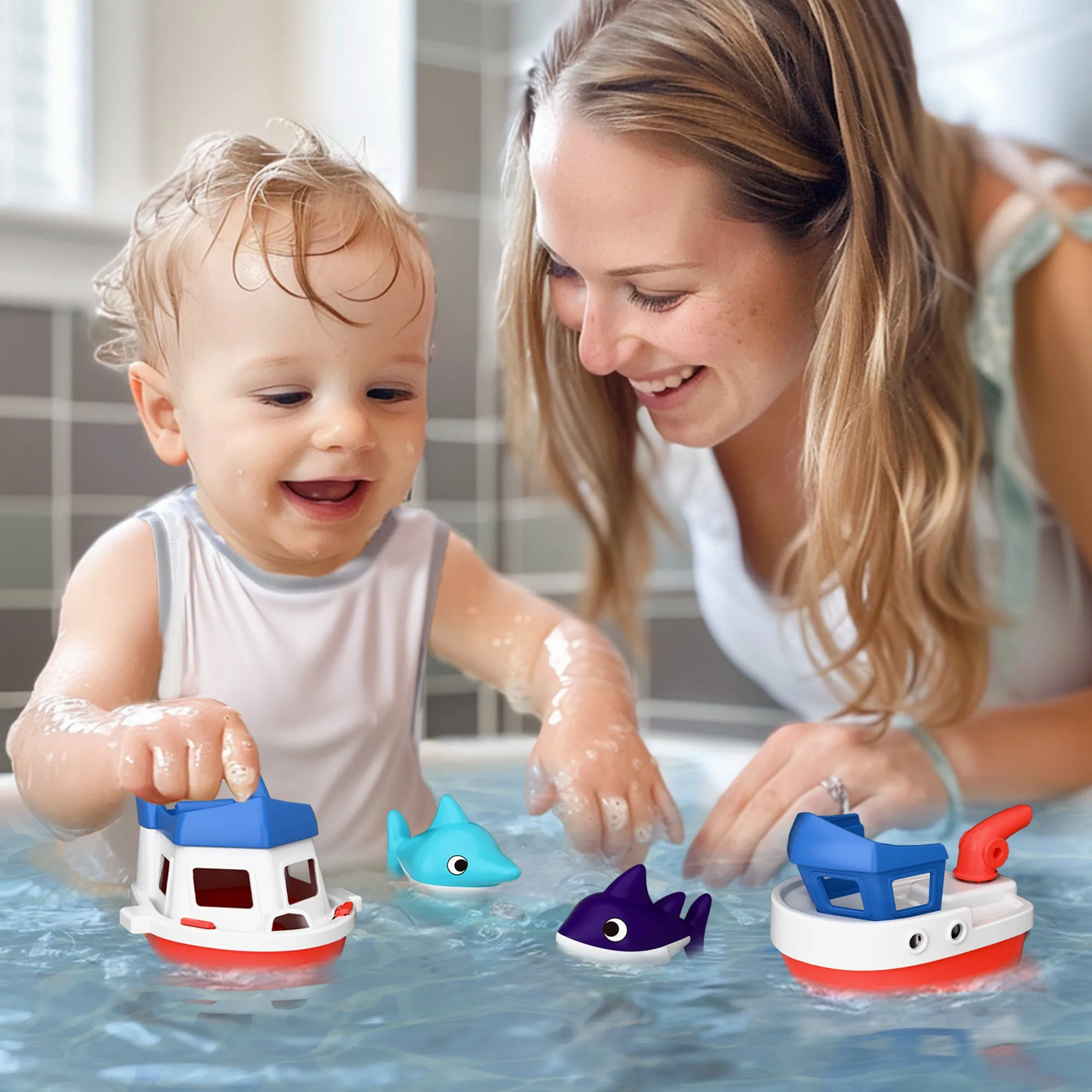 Toddler Boat Bath Toys, Baby Bathtub Shower Toy Set