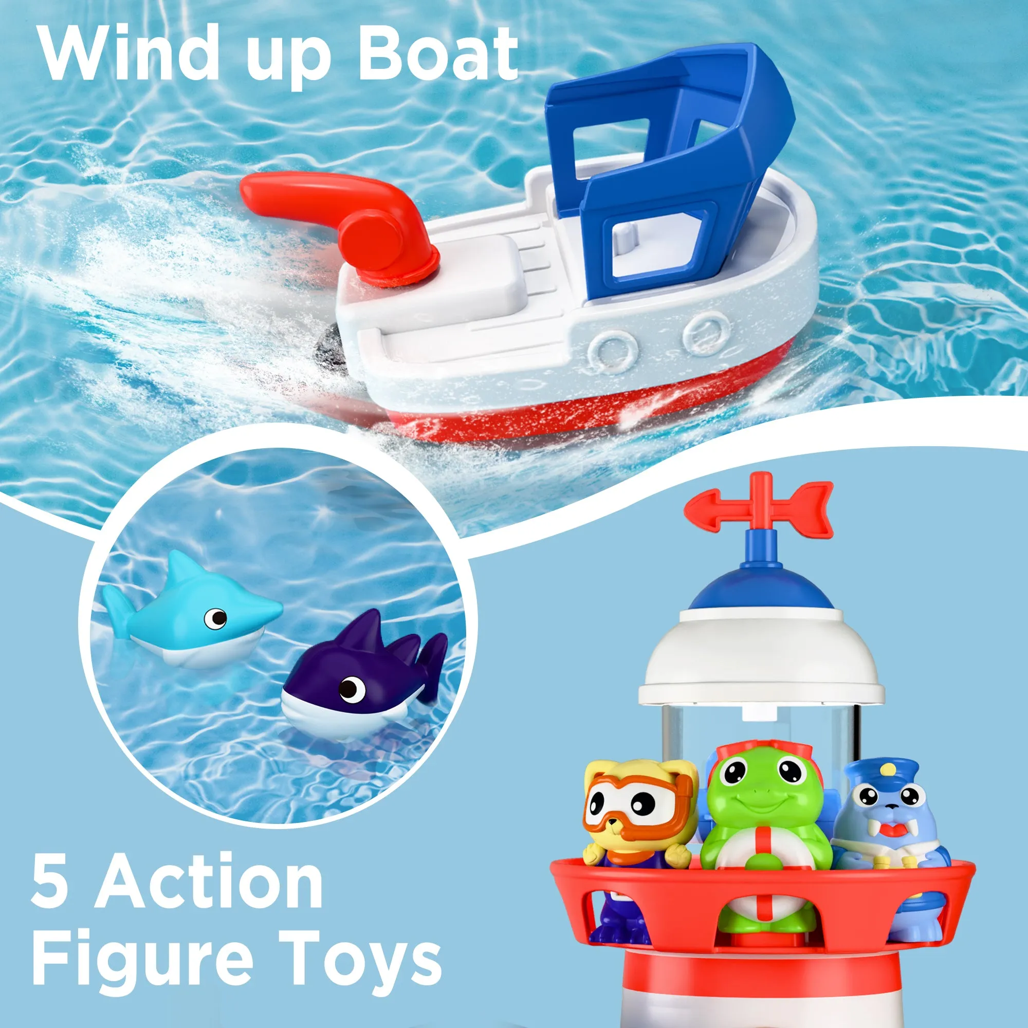 Toddler Lighthouse Bath Toys, Baby Bathtub Shower Toy