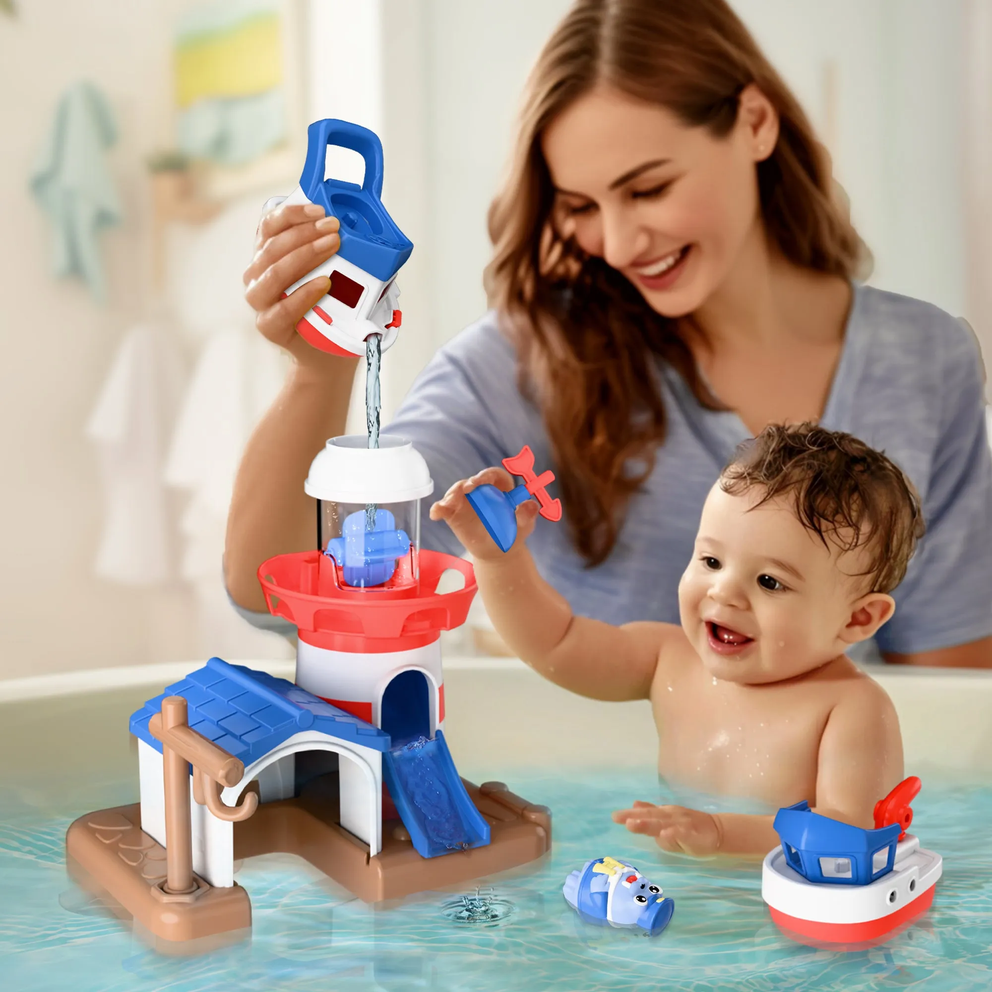 Toddler Lighthouse Bath Toys, Baby Bathtub Shower Toy