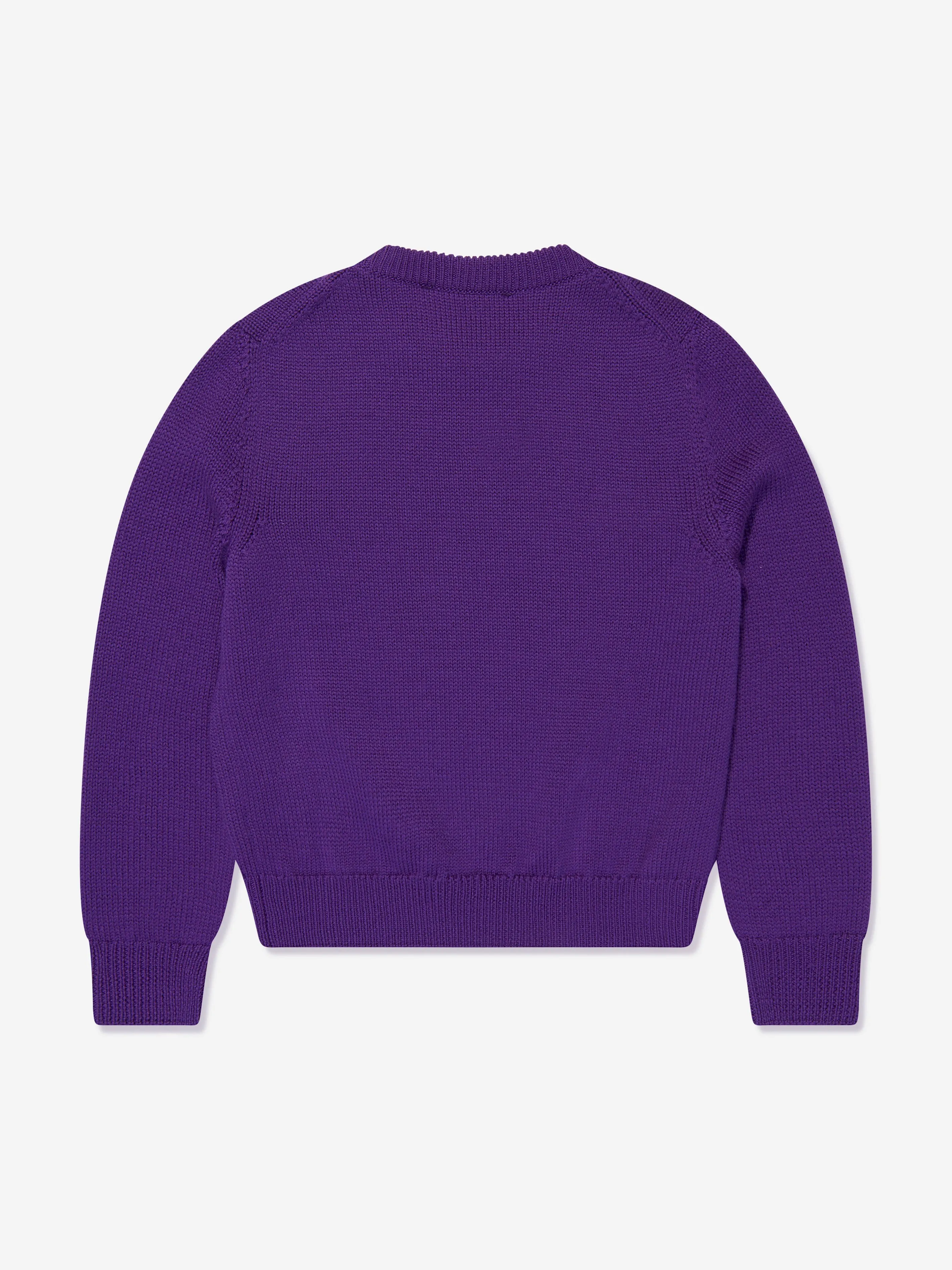 Versace Girls Wool Logo Jumper in Purple
