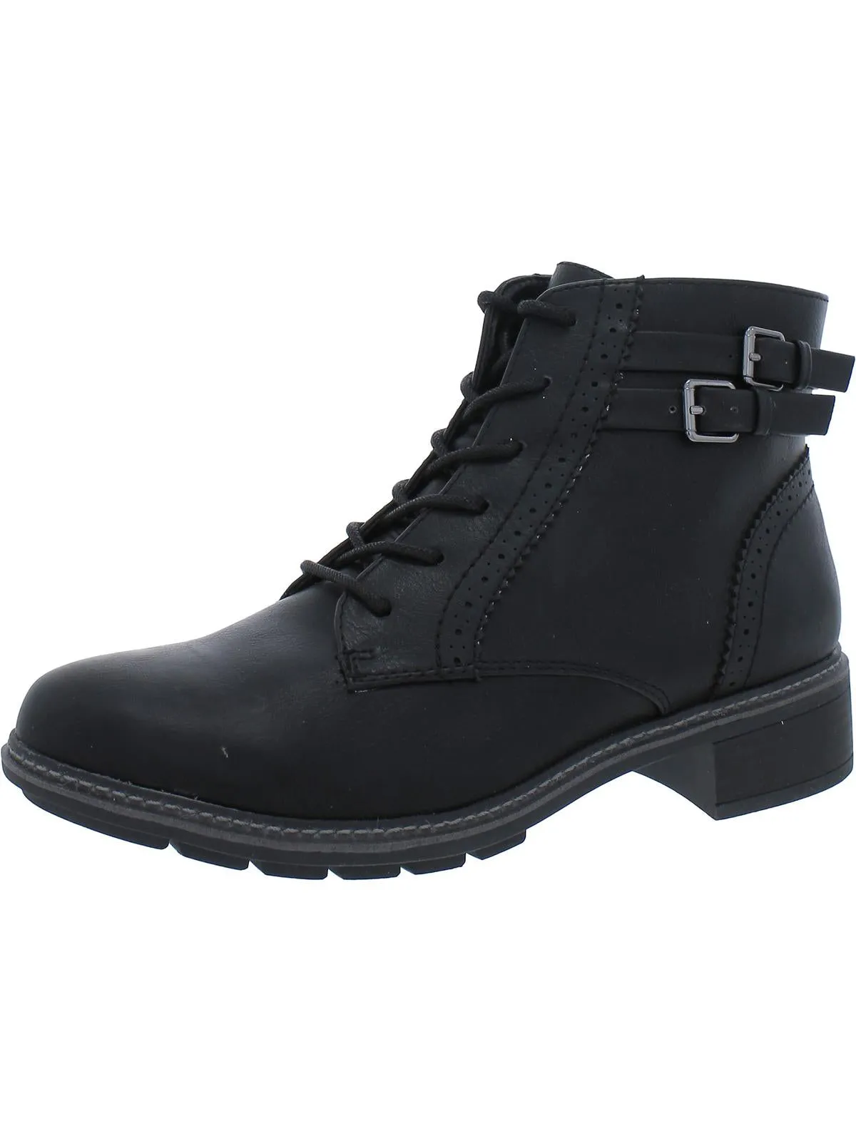 Womens Faux Leather Lace-Up Booties