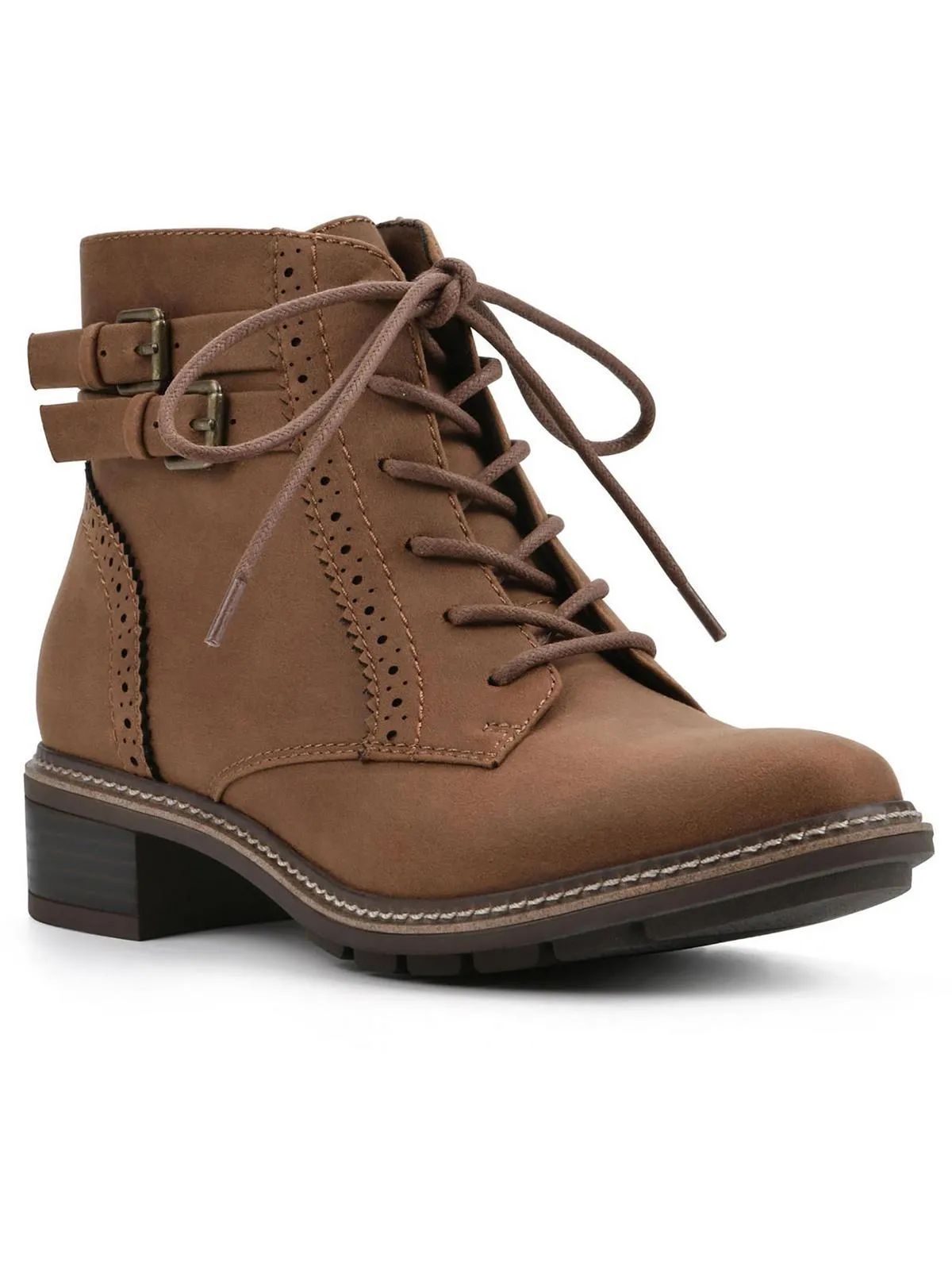 Womens Faux Leather Lace-Up Booties