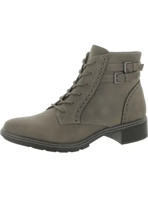 Womens Faux Leather Lace-Up Booties