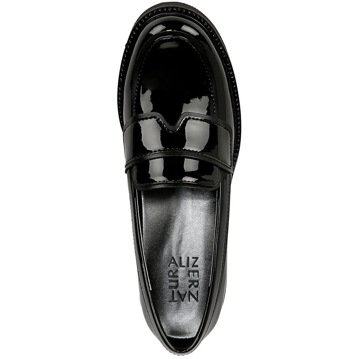 Womens Faux Patent Leather Penny Loafers
