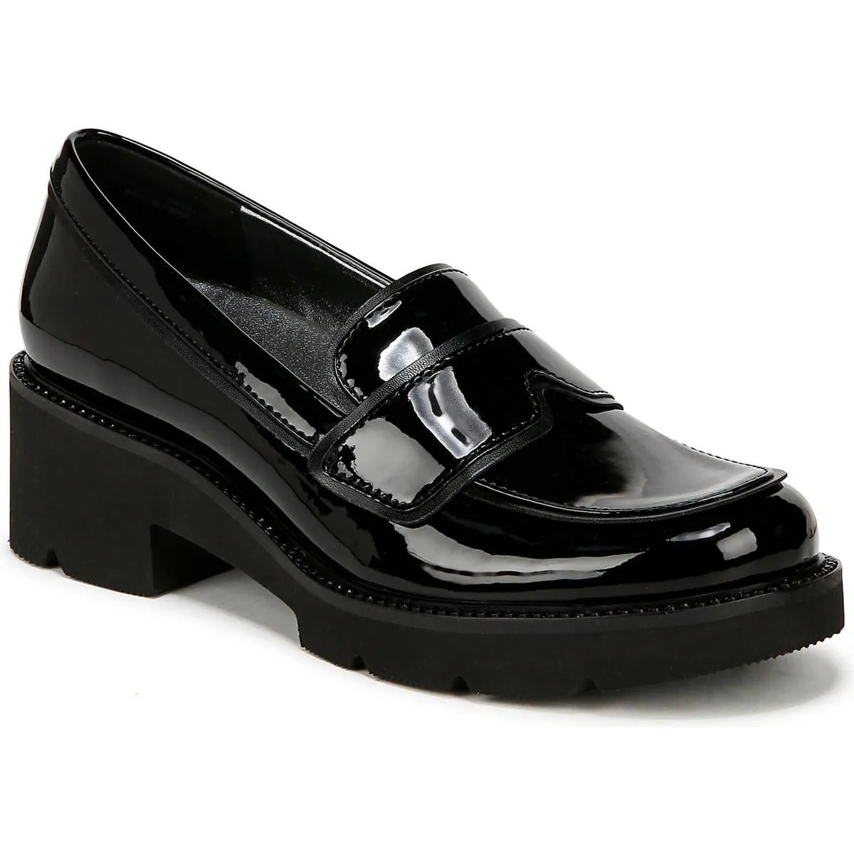 Womens Faux Patent Leather Penny Loafers