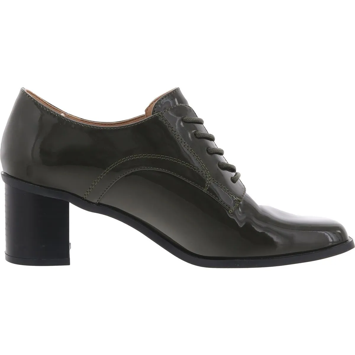 Womens Lace-Up Faux Leather Block Heels