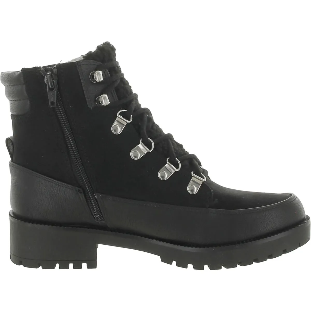 Womens Lace-Up Faux Leather Combat & Lace-Up Boots