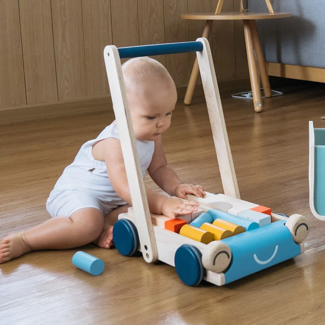 Wooden Baby Walker & Block Set