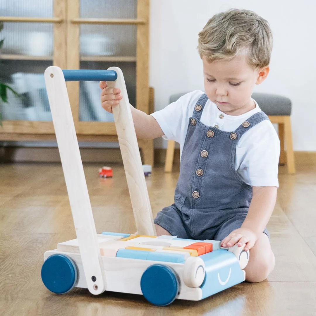 Wooden Baby Walker & Block Set