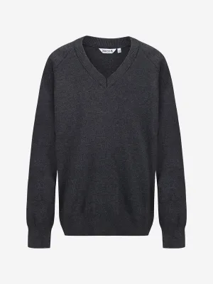 Zeco Kids School Cotton Mix Knitted V-Neck Jumper in Grey